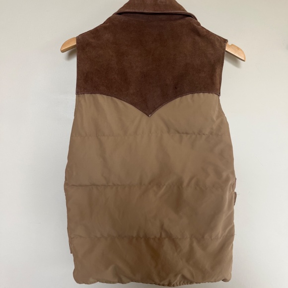 Vintage down and leather puffy western vest brown - Picture 3 of 5